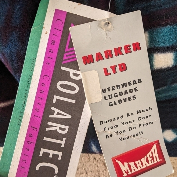 VTG Deadstock NWT Marker LTD Polartec Ski Gear Bag Teal Print Fleece Ski Shop - Picture 4 of 7